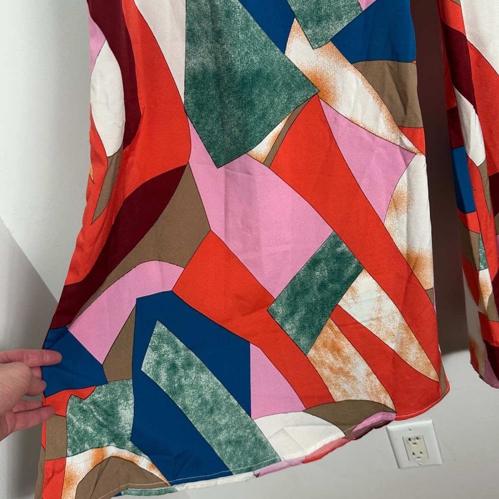 Luukse Wide Leg High Rise Pants Womens Sz Large Multicolour Geometric Print Boho - Picture 7 of 16